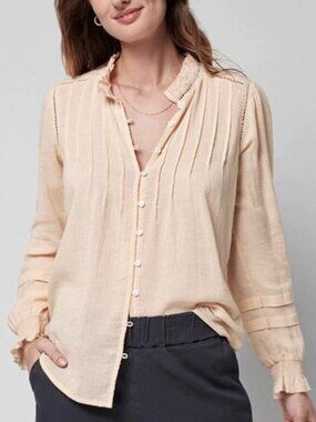 Faherty Peach Organic Cotton Ruffle Top s
